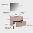 Ver imagem 2 de Gabinete para Banheiro com Cuba e Armario 80cm Retro MDF Rosa Milano - On Móveis