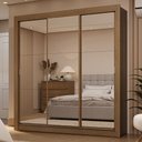 Ver imagem 1 de Guarda-roupa Casal 3 Portas de Correr de Espelho 2 Gavetas Rustic Sublime Madesa