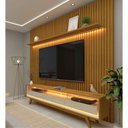 Ver imagem 2 de Rack Retrô com Painel Ripado com Led Nobre com Off White - Gelius Móveis