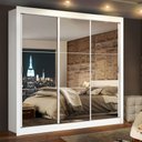 Ver imagem 1 de Guarda Roupa Casal Madesa Lyon 3 Portas de Correr de Espelho 2 Gavetas - Branco