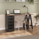 Ver imagem 1 de Escrivaninha Mesa Escritório com e e Pés Cavalete Spirit 5 Gavetas 2 Prateleiras 100% MDF 136cm Nogal e Preto Artany