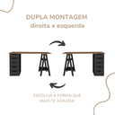 Ver imagem 5 de Escrivaninha Mesa Escritório com e e Pés Cavalete Spirit 5 Gavetas 2 Prateleiras 136cm Nogal E Preto