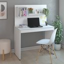 Ver imagem 1 de Escrivaninha Mesa Escritório Funcional com Painel 1 Gaveta 1 Prateleira 1 Nicho 100cm Branca Artany