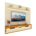 Ver imagem 1 de Rack com Painel Royal/Requinte 2.2 c/Rodízio Off White com Naturale - Gelius Móveis