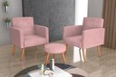 Ver imagem 1 de Kit 2 Poltronas + Puff Dallas Turkey Rosa F447 - Matrix