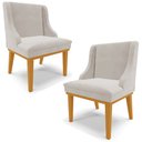 Ver imagem 1 de Kit 2 Cadeiras Decorativas Sala de Jantar Base Fixa de Madeira Firenze Veludo Cinza/Castanho G19 - G