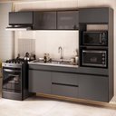 Ver imagem 1 de Armário de Cozinha Modulada Completa com Pia Suspensa 251,5cm Milano Multimóveis MCR2463 Grafite