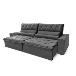 Sofá Retrátil/reclinável França 300cm Suede Velut com Molas no Assento - King House - 7