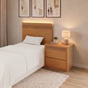 Ver imagem 1 de Painel Cabeceira Frisado Solteiro com LED e Mesa de Cabeceira 109x90cm
