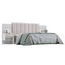 Ver imagem 1 de Cabeceira Casal Iris 1,40m com Mesa de Cabeceira Estofada 100% Mdf D Doro Móveis - Branco