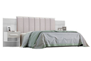 Ver imagem 1 de Cabeceira Casal Iris 1,40m com Mesa de Cabeceira Estofada 100% Mdf D Doro Móveis - Branco