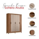 Ver imagem 3 de Guarda Roupa Solteiro Aruba e Cômoda Dhara Carvalho Fendi – Moval