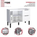 Ver imagem 3 de Gabinete de Cozinha Para Pia de 120 em Madeira Cisne 2 Gavetas Branco - Cozimax