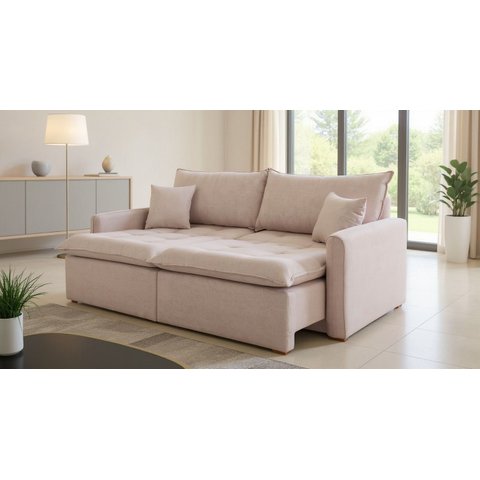 Sofá Cama Roma 100% Rebatível e Retrátil Luxo com Almofadas Decorativas e sem Caixa 2,70m