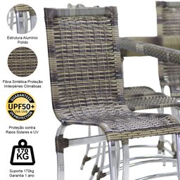 Conjunto de 8 Cadeiras e Mesa de Jantar Haiti em Alumínio para Cozinha, Edícula - Capuccino - 3