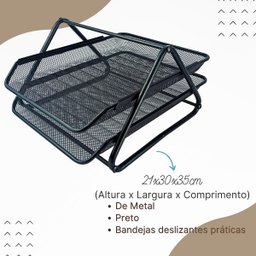Kit Escritório Bandeja Organizadora e Lixeira Aramada - 6