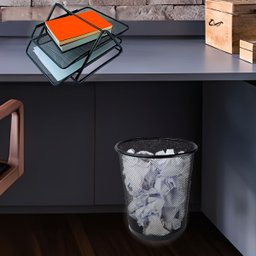 Kit Escritório Bandeja Organizadora e Lixeira Aramada - 8