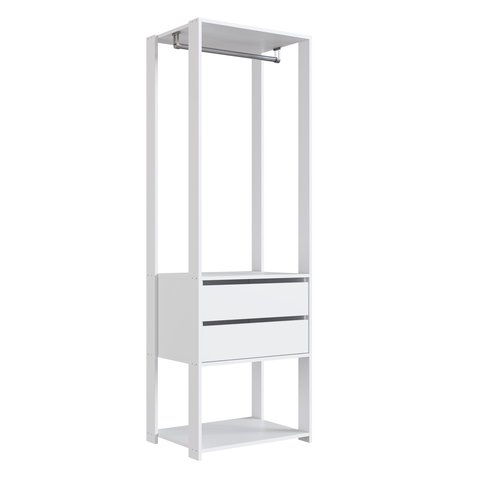 Guarda Roupa Closet Grande 2 Gavetas Cabideiro 60cm Branco Cl070