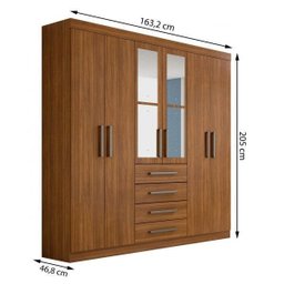 Guarda-Roupa Casal 4 Espelhos 6 Portas 4 Gavetas Hector Plus - 4 Guarda-Roupa Casal 4 Espelhos 6 Portas 4 Gavetas Hector Plus - 4