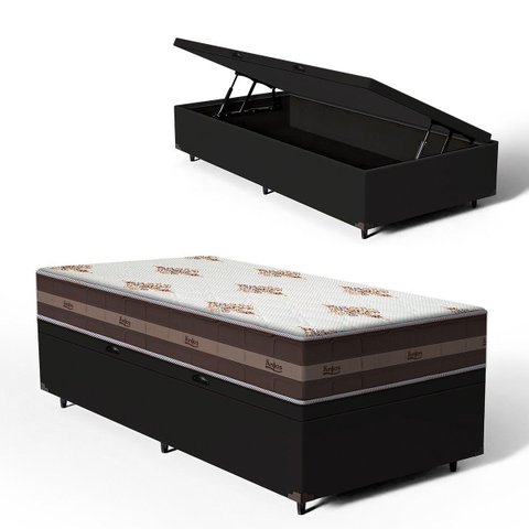 Cama Box Baú com Colchão de Molas Anjos Classic Solteiro 88cm