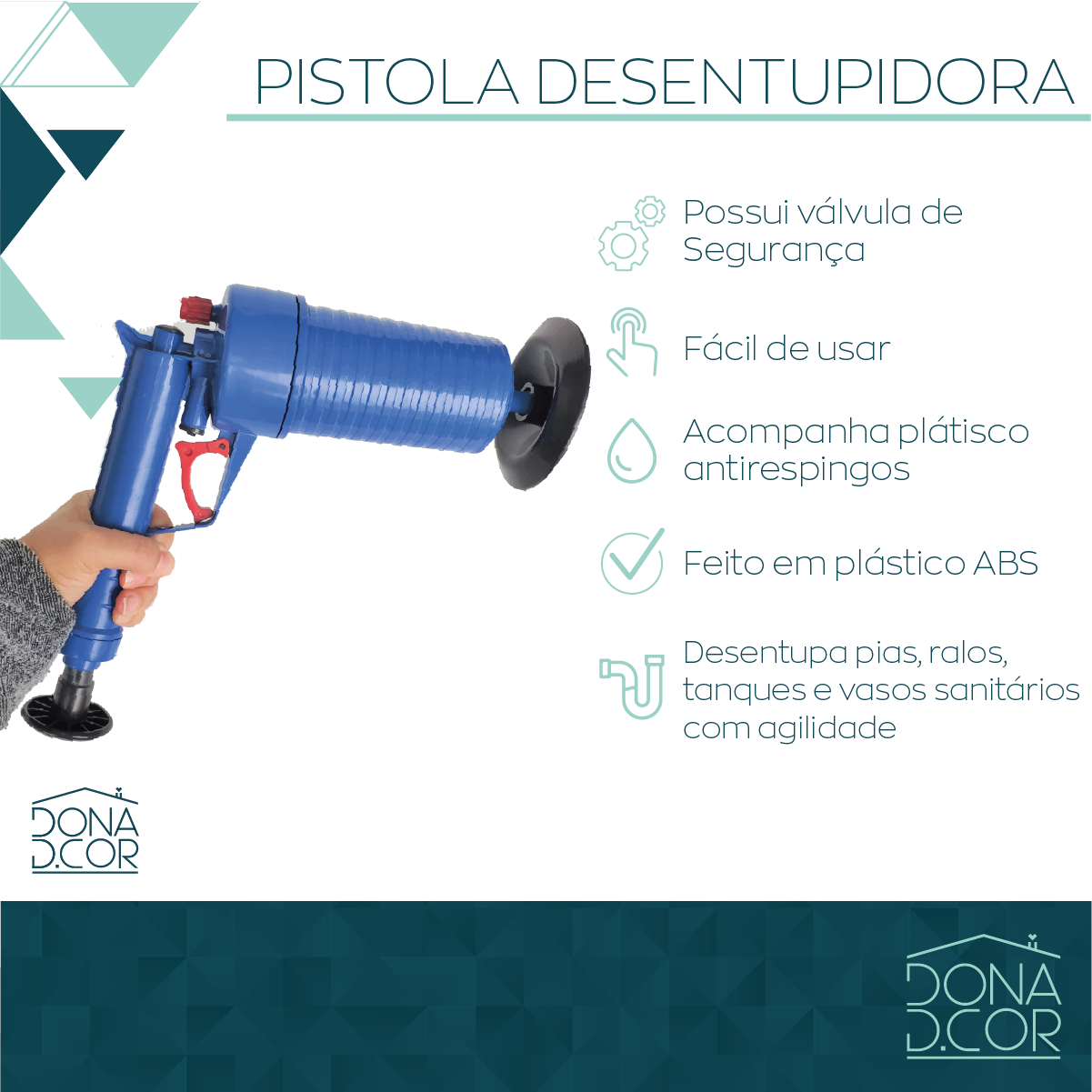 Pistola Desentupidora Canos Pia Vaso Sanitário Alta Pressao - 6