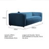 Sofá 3 Lugares 200cm Orgânico Luxo Recepção Cecília Linho - Amarena Móveis Cor Azul Royal - 4