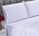 Ver imagem 4 de Jogo lençol Imperial quarto casal padrão bordado 4 peças 2fronha: Palha com Vinho
