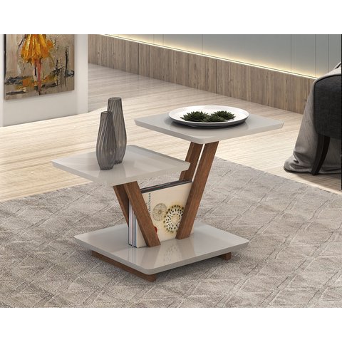Mesa de Centro Laguna 2 Andares Decorativa Moderna - Off White