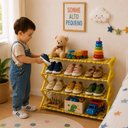 Ver imagem 2 de Sapateira Infantil 4 Prateleiras Organizador Multiuso Sapatos Brinquedos Roupas Estante Desmontavel