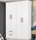 Ver imagem 1 de Guarda Roupa Solteiro 4 Portas 2 Gavetas 118cm Hercúles Branco - Carioca Móveis