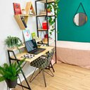 Ver imagem 2 de Kit Mesa para Escritório Stair 100cm e Estante Style Slim 6 Prateleiras Industrial Natural e Preto