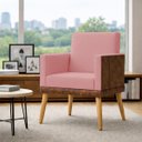 Ver imagem 1 de Poltrona Decorativa para Sala Recepção Consultório Escritório Assento Confortável Lis Suede e Corino