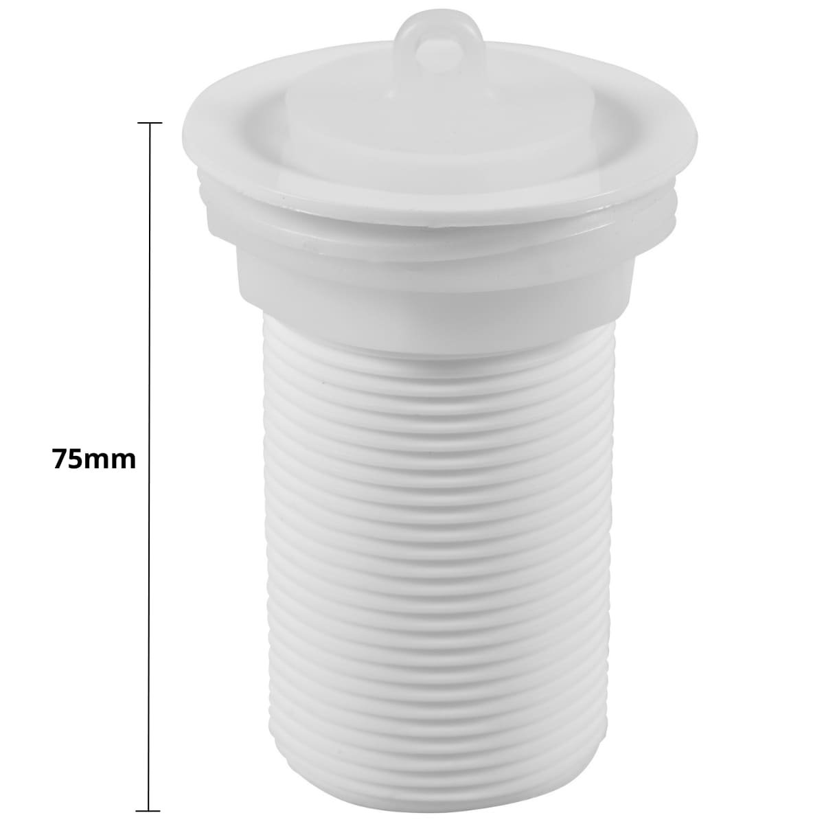 Sifão Sanfonado Universal 61cm Branco + Válvula de Lavatório 1.1/4" com Tampa Branca + Veda Rosca - 3