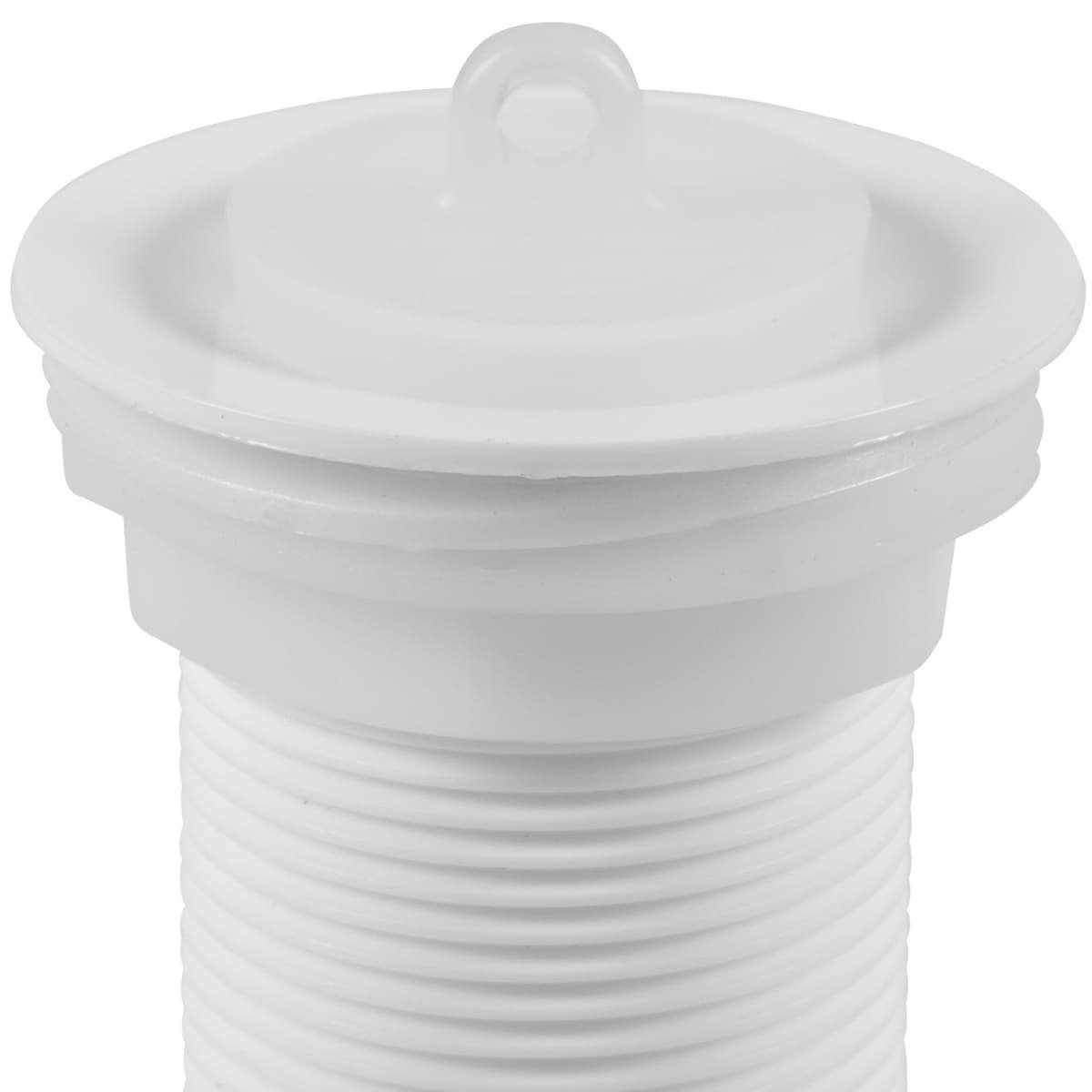 Sifão Sanfonado Universal 61cm Branco + Válvula de Lavatório 1.1/4" com Tampa Branca + Veda Rosca - 8