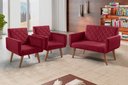 Ver imagem 4 de Conjunto Anabelle 2 Poltronas de 1 Lugar 1 Poltrona 2 Lugares Braço Unidecor Bordô