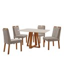 Ver imagem 1 de Conjunto Sala de Jantar Mesa Floripa 120x90cm Off White com 4 Cadeiras Luna Veludo Cinza