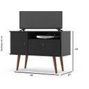 Ver imagem 3 de Rack Para TV 32 Polegadas Retrô com 2 Portas e Divisórias - Preto Acetinado