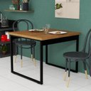 Ver imagem 1 de Mesa Quadrada para Cozinha Pequena Estrutura de Ferro Preta Moderna:nature