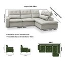 Ver imagem 4 de Sofá de Canto Retratil e Reclinável com Molas Ensacadas Muriel 258x215cm- Cinza Claro