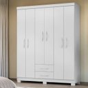 Ver imagem 1 de Guarda Roupa Casal 6 Portas 2 Gavetas Parede Madeira MDP Branco