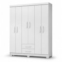 Ver imagem 2 de Guarda Roupa Casal 6 Portas 2 Gavetas Parede Madeira MDP Branco