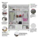 Ver imagem 4 de Guarda Roupa Casal 6 Portas 2 Gavetas Parede Madeira MDP Branco
