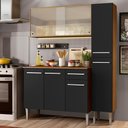 Ver imagem 1 de Armário de Cozinha Compacta 137cm Rustic/Preto Emilly Force Madesa 02