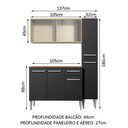 Ver imagem 5 de Armário de Cozinha Compacta 137cm Rustic/Preto Emilly Force Madesa 02