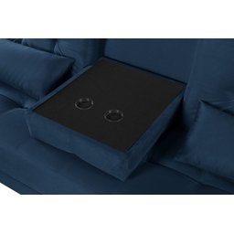Sofa Cama Colorado Reclinavel com Mesinha Porta Copos Tecido Suede: Azul-marinho - 5