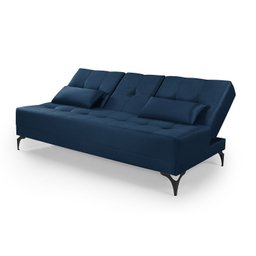 Sofa Cama Colorado Reclinavel com Mesinha Porta Copos Tecido Suede: Azul-marinho - 4