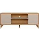 Ver imagem 7 de Rack para Sala de Estar TV 70 pol 2 Portas 160cm Pilar L05 Jequitibá Off White Fosco - Lyam Decor