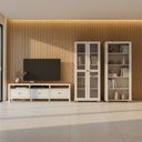 Ver imagem 1 de Conjunto de Sala 3 Peças com 1 Rack, 1 Cristaleira e 1 Estante Ananda CabeCasa MadeiraOriginals