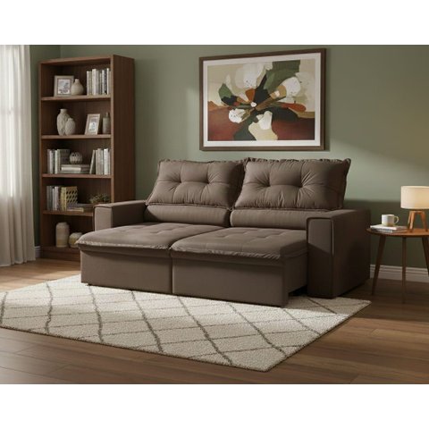 Sofá Luna 4 Lugares Retrátil Reclinável Veludo Luxo 1,80m