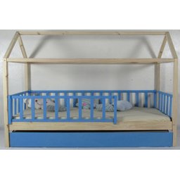 Bicama Infantil Solteiro Casinha Colorida Madeira Maciça Pinus Grade Vertical - 1